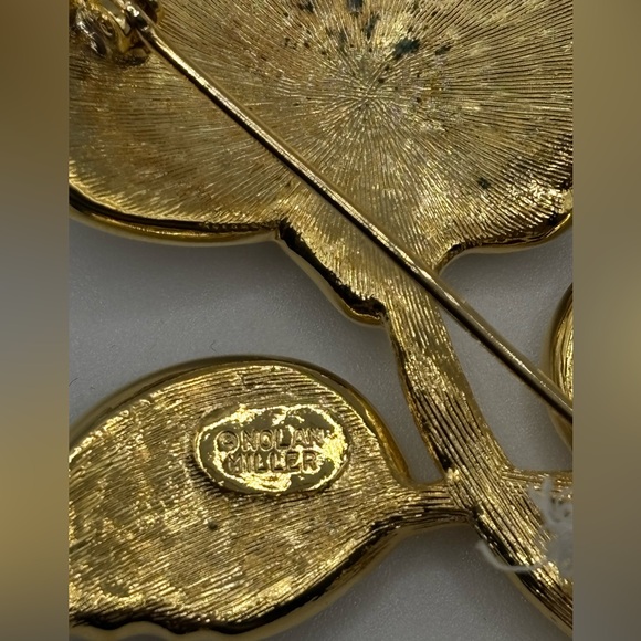Nolan Miller Elegant Gold and Silver Rose Brooch